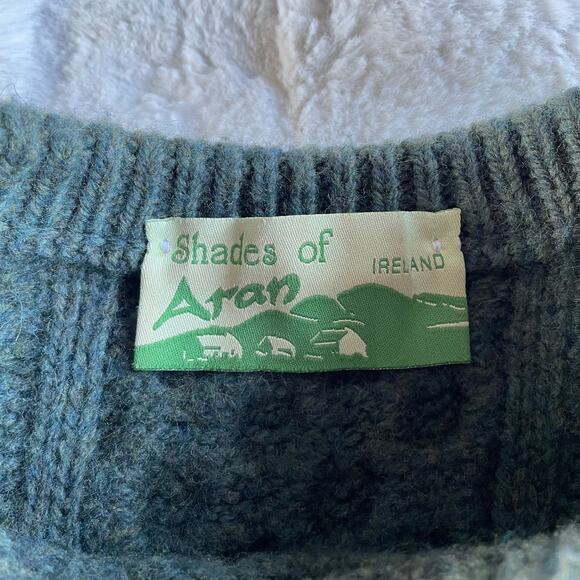 🔥Vintage Shade Of Aran Ireland Pure New Merino Wool Classic Fisherman Sweater S - Picture 10 of 15